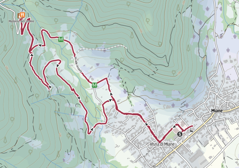 Verso il Santuario del Carmine lungo la Strada Vecia di Miane