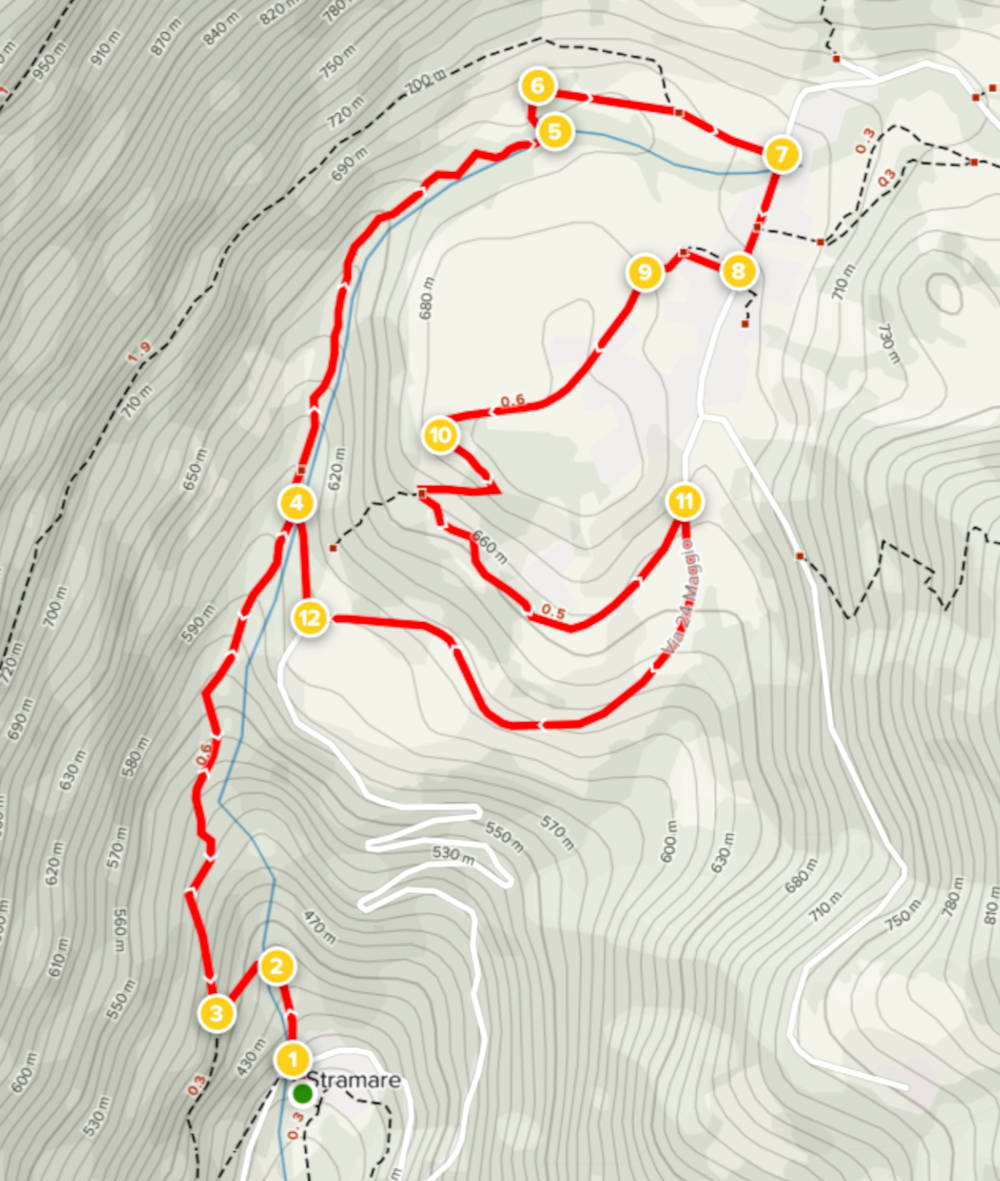 mappa da Stramare a Milies