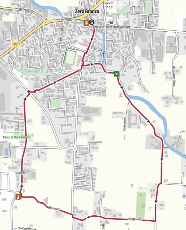 Mappa passeggiata Fiume Zero e Villa Guidini